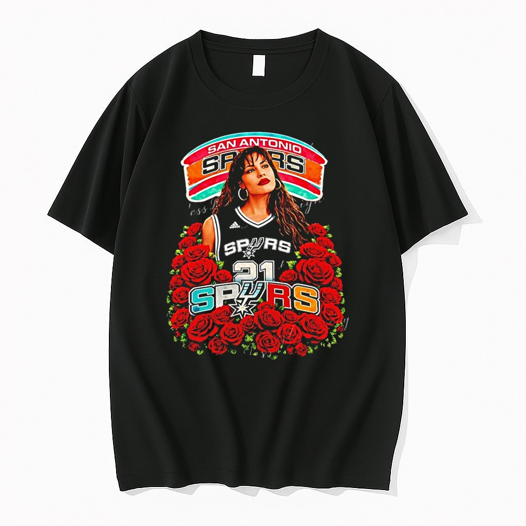 Original Selena San Antonio Spurs Basketball Go Spurs Go Roses Tshirts Jpg Unisex T-shirt, Sweatshirt, Hoodie, Long Sleeve Tee - T-Shirt, Sweatshirt, Hoodie