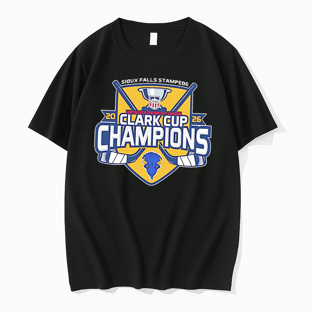Original Sioux Falls Stampede 2026 Clark Cup Champions Gold Rush Tee Tshirts Unisex T-shirt, Sweatshirt, Hoodie, Long Sleeve Tee - T-Shirt, Sweatshirt, Hoodie