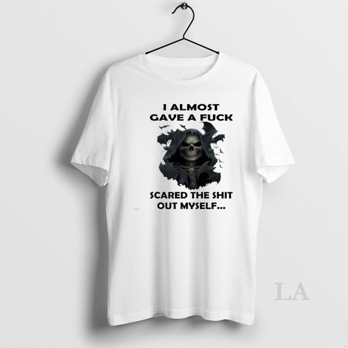 Original Skeleton I Almost Gave A Fuck Scared The Shit Out Myself Unisex T-shirt, Sweatshirt, Hoodie, Long Sleeve Tee - T-Shirt, Sweatshirt, Hoodie