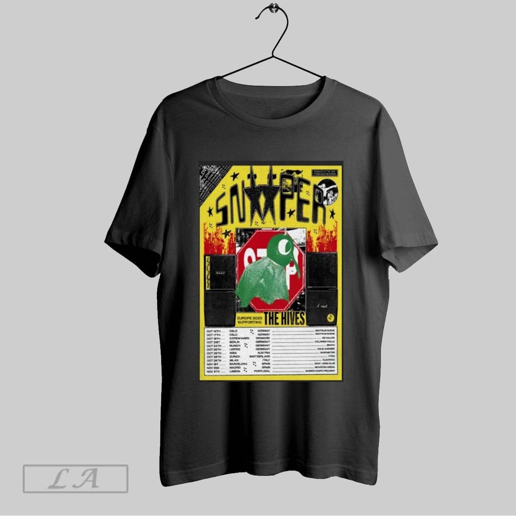 Original Snooper With The Hives Europe Tour 2025 Unisex T-shirt, Sweatshirt, Hoodie, Long Sleeve Tee - T-Shirt, Sweatshirt, Hoodie