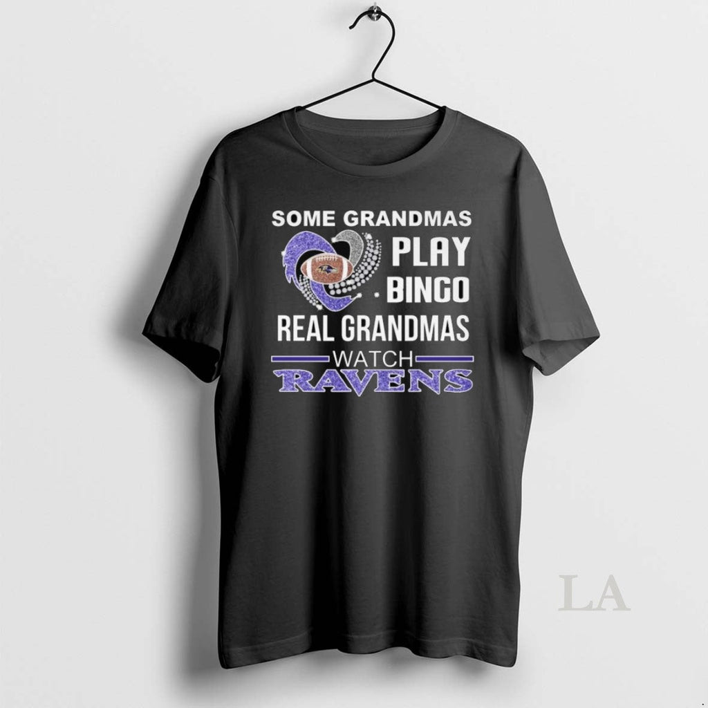 Original Some Grandmas Play Bingo Real Grandmas Watch Baltimore Ravens Diamond Heart Long Sleve - T-Shirt, Sweatshirt, Hoodie