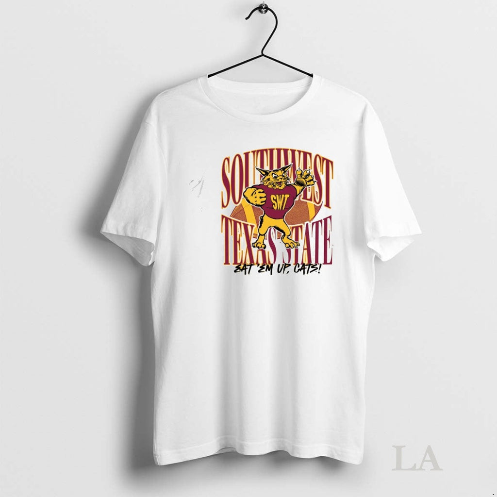 Original Southwest Texas State Eat Em Up Cats 1990s Mascot Fanart Unisex T-shirt, Sweatshirt, Hoodie, Long Sleeve Tee - T-Shirt, Sweatshirt, Hoodie