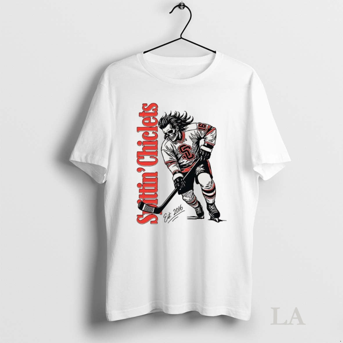 Original Spittin Chiclets Skeleton Hockey Est 2016 Unisex T-shirt, Sweatshirt, Hoodie, Long Sleeve Tee - T-Shirt, Sweatshirt, Hoodie