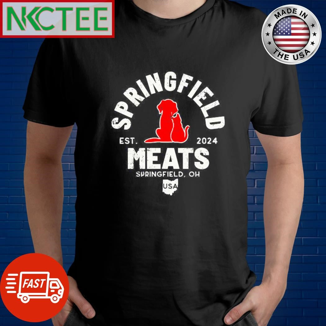 Original Springfield OH USA Meats est 2024 cat dog shirt Unisex T-shirt, Sweatshirt, Hoodie, Long Sleeve Tee - T-Shirt, Sweatshirt, Hoodie