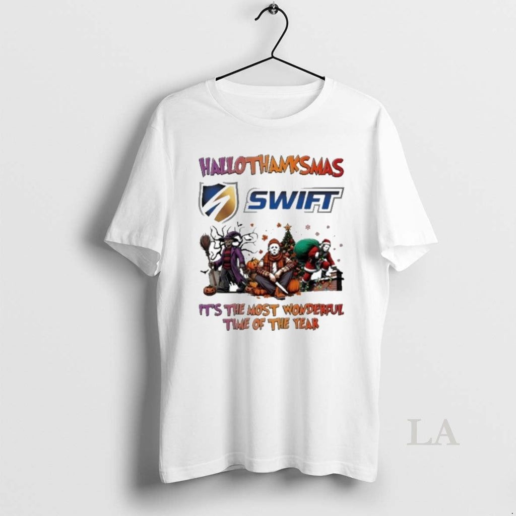 Original Swift Transportation Horror Film Hallothanksmas Its The Most Wonderful Time Of The Year - T-Shirt, Sweatshirt, Hoodie