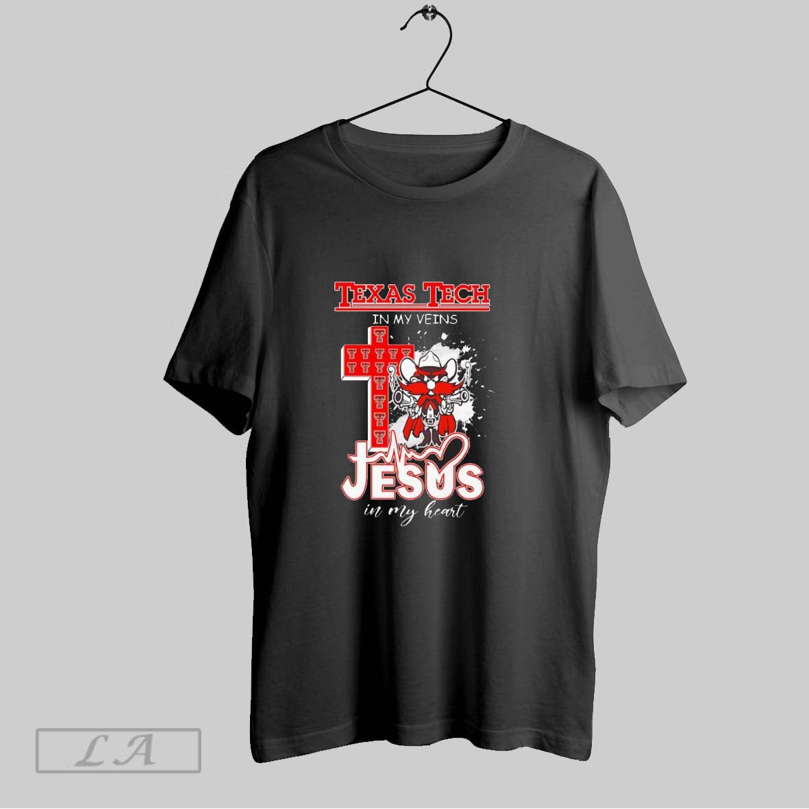 Original Texas Tech Red Raiders In My Veins And Jesus In My Heart Christian Football Unisex T-shirt, Sweatshirt, Hoodie, Long Sleeve Tee - T-Shirt, Sweatshirt, Hoodie