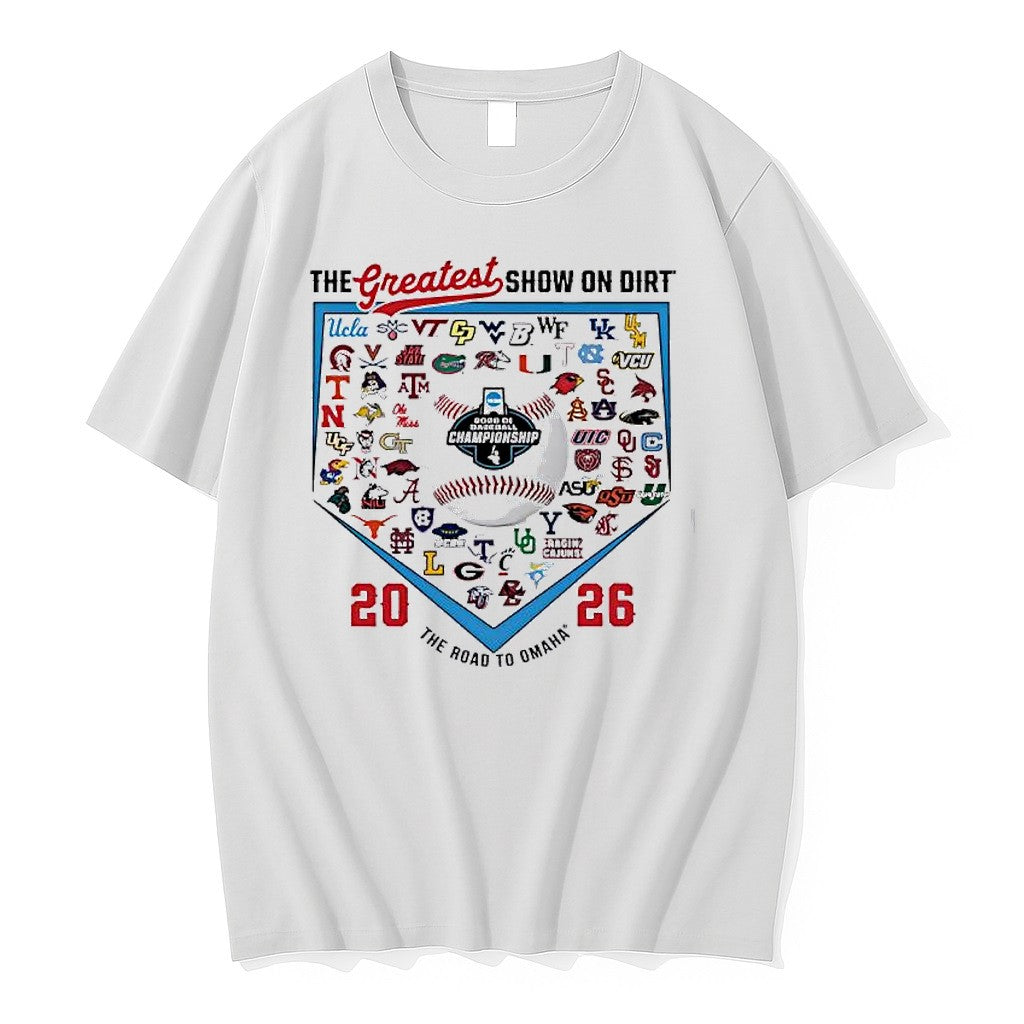Original The Greatest Show On Dirt 2026 Mens College World Series 64 Team Tshirts Unisex T-shirt, Sweatshirt, Hoodie, Long Sleeve Tee - T-Shirt, Sweatshirt, Hoodie
