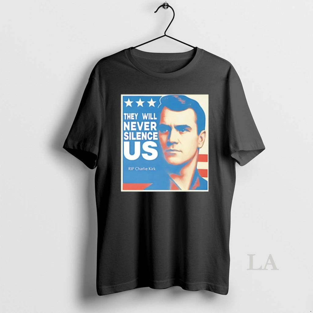 Original They Will Never Silence Charlie Kirk Unisex T-shirt, Sweatshirt, Hoodie, Long Sleeve Tee - T-Shirt, Sweatshirt, Hoodie