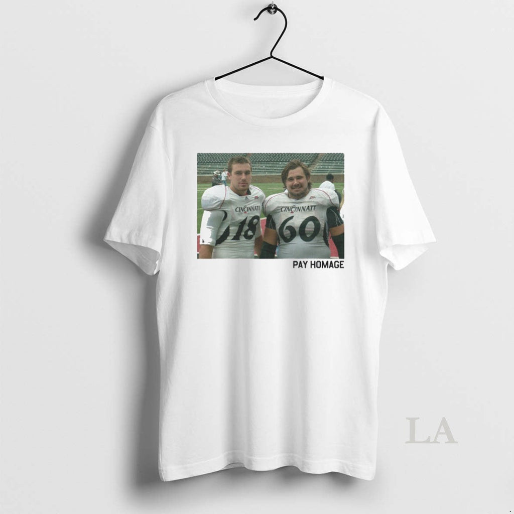 Original Uc Bearcats Travis And Jason Kelce Brothers Pay Homage Unisex T-shirt, Sweatshirt, Hoodie, Long Sleeve Tee - T-Shirt, Sweatshirt, Hoodie