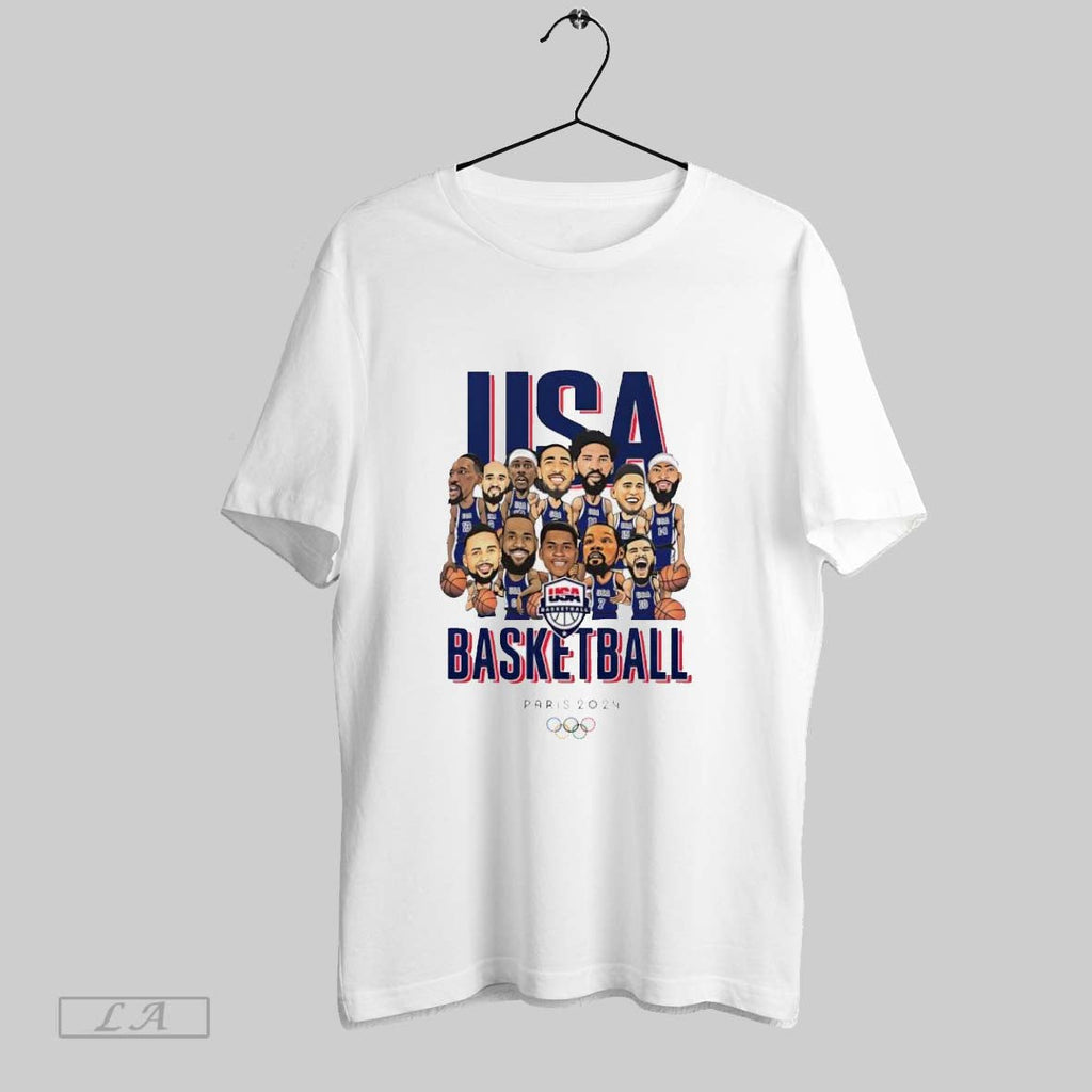 Original Usa Basketball Usa Paris 2024 Cartoon Unisex T-shirt, Sweatshirt, Hoodie, Long Sleeve Tee - T-Shirt, Sweatshirt, Hoodie