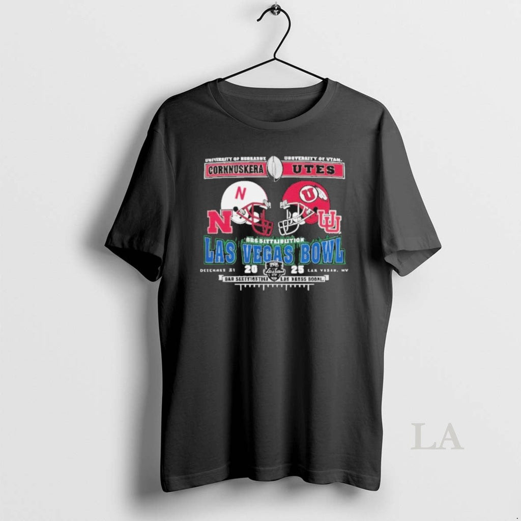 Original University Nebraska Vs University Utah 2025 Las Vegas Bowl Matchup Helmet T-Shirts, Hoodie, Sweatshirt - T-Shirt, Sweatshirt, Hoodie