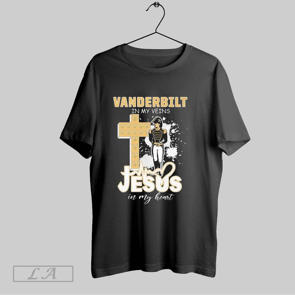 Original Vanderbilt Commodores In My Veins And Jesus In My Heart Football Christian Unisex T-shirt, Sweatshirt, Hoodie, Long Sleeve Tee - T-Shirt, Sweatshirt, Hoodie
