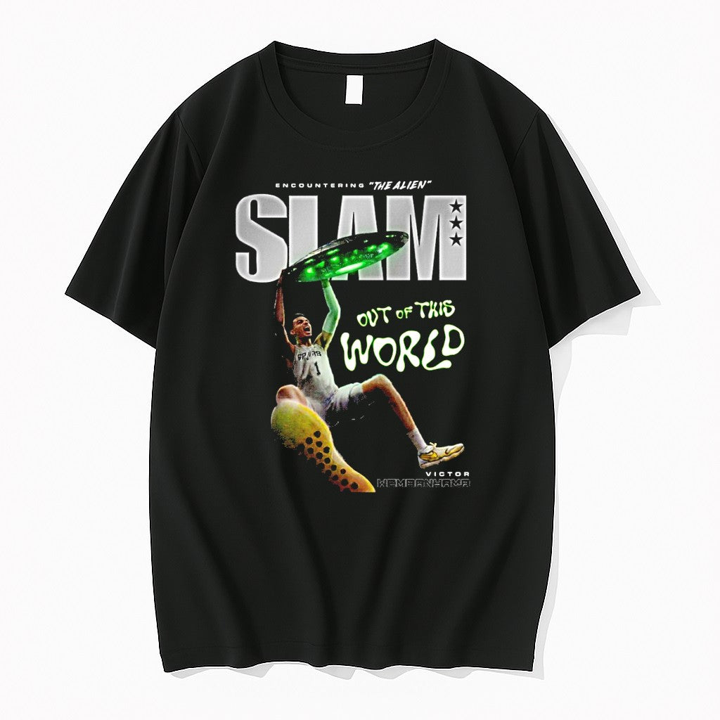 Original Victor Wembanyama Encountering The Alien Slam Out Of This World Tshirts Unisex T-shirt, Sweatshirt, Hoodie, Long Sleeve Tee - T-Shirt, Sweatshirt, Hoodie
