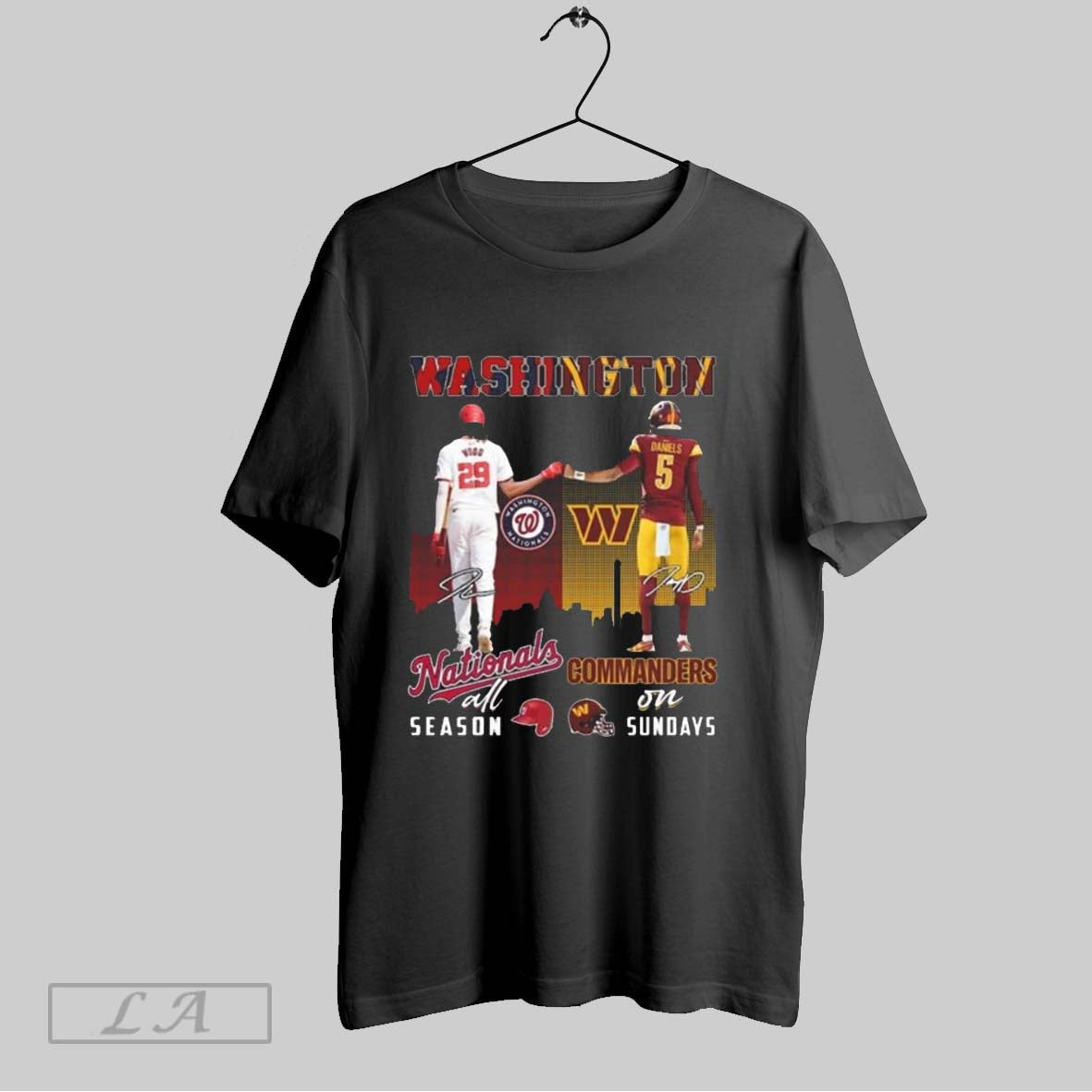 Original Washington National James Wood All Season And Washington Commanders Daniels On Sundays Signatures - T-Shirt, Sweatshirt, Hoodie