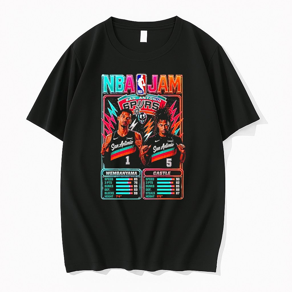 Original Wembanyama And Castle San Antonio Spurs Nba Jam Tshirts Jpg Unisex T-shirt, Sweatshirt, Hoodie, Long Sleeve Tee - T-Shirt, Sweatshirt, Hoodie