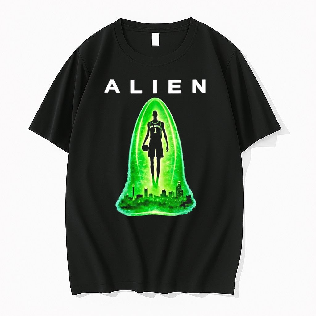 Original Wemby Alien Abduction Victor Wembanyama San Antonio Skyline Graphic Tshirts Unisex T-shirt, Sweatshirt, Hoodie, Long Sleeve Tee - T-Shirt, Sweatshirt, Hoodie