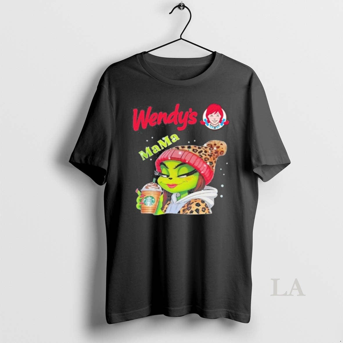 Original Wendys Logo Mama Grinch Drink Coffee Unisex T-shirt, Sweatshirt, Hoodie, Long Sleeve Tee - T-Shirt, Sweatshirt, Hoodie