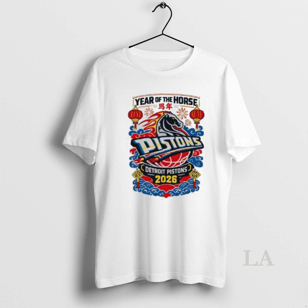 Original Year Of The Horse Nba Detroit Pistons 2026 Unisex T-shirt, Sweatshirt, Hoodie, Long Sleeve Tee - T-Shirt, Sweatshirt, Hoodie