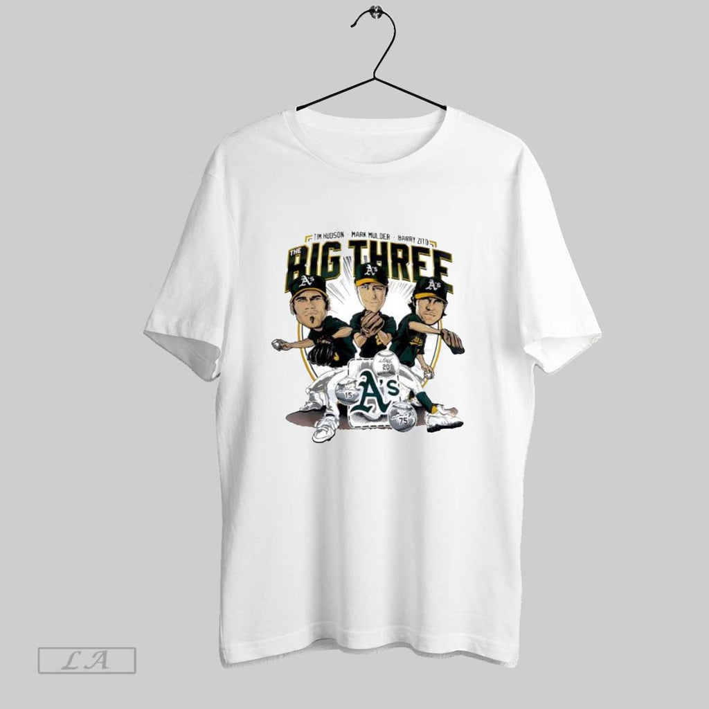 Orriginal The Big Three Tim Hudson Mark Mulder Barry Zito Cartoon Unisex T-shirt, Sweatshirt, Hoodie, Long Sleeve Tee - T-Shirt, Sweatshirt, Hoodie
