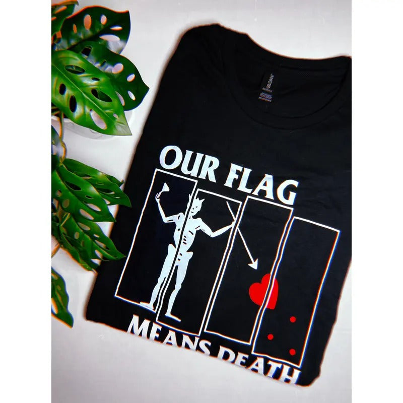 Our Flag Means Death Band Logo Mash Up Shirt. Black Shirt T-Shirts, Hoodie, Sweatshirt - T-Shirt, Sweatshirt, Hoodie