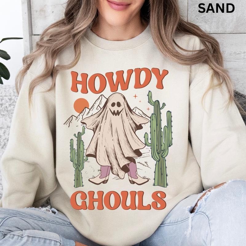 Halloween Western Ghost Cactus Western Halloween Halloween Cotton Spooky Season T-Shirts, Hoodie, Sweatshirt - T-Shirt, Sweatshirt, Hoodie