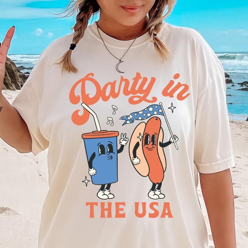 PARTY USA HOT DOG SHIRT 4TH JULY SHIRT JULY 4TH SHIRT COTTON SHIRT SUMMER SHIRT Comfort Fabric T-Shirts, Hoodie, Sweatshirt - T-Shirt, Sweatshirt, Hoodie