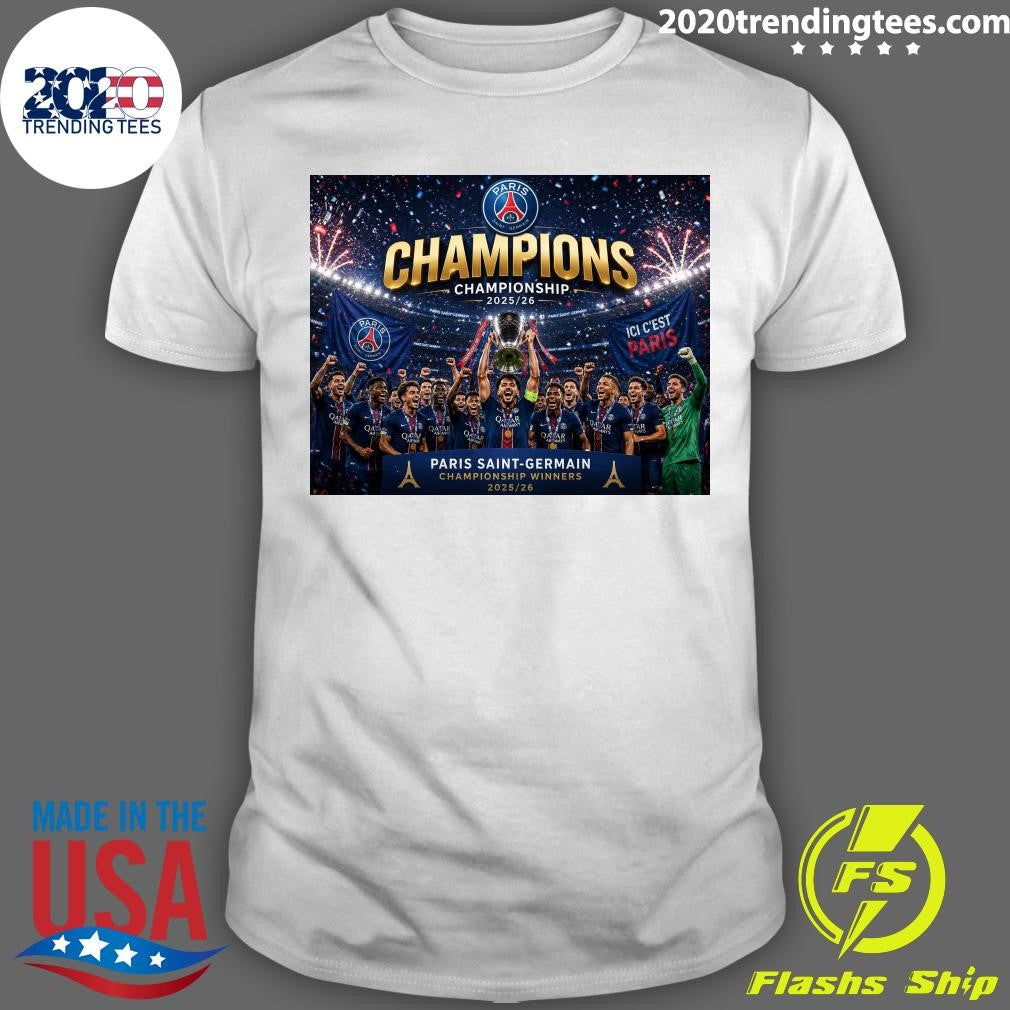 PSG Crowned Championship Winners 2025-26 Shirt Unisex T-shirt, Sweatshirt, Hoodie, Long Sleeve Tee - T-Shirt, Sweatshirt, Hoodie