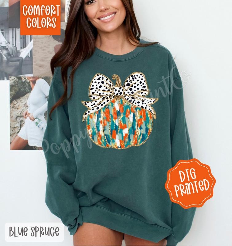 Painted Pumpkin Comfort Colors Coquette Fall T-Shirts, Hoodie, Sweatshirt - T-Shirt, Sweatshirt, Hoodie