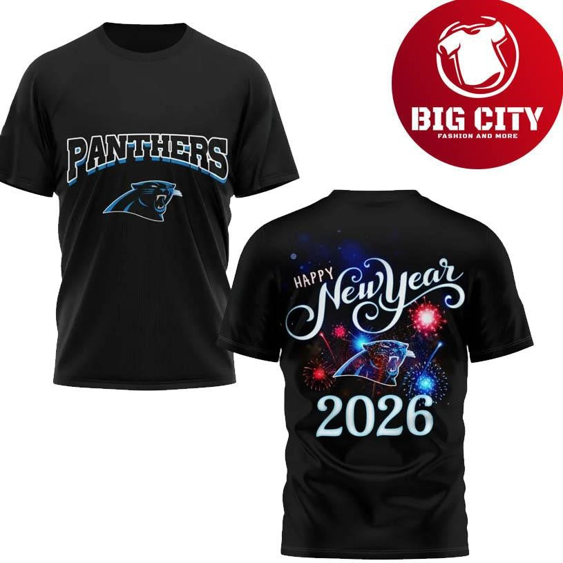 Panthers Happy New Year 2026 Two Sided Shirt Unisex T-shirt, Sweatshirt, Hoodie, Long Sleeve Tee - T-Shirt, Sweatshirt, Hoodie