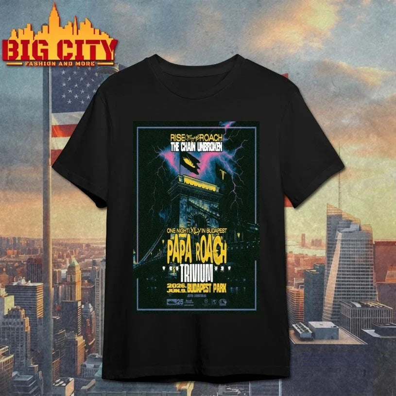 Papa Roach June 9th 2026 Budapest Tour Poster shirt Unisex T-shirt, Sweatshirt, Hoodie, Long Sleeve Tee - T-Shirt, Sweatshirt, Hoodie