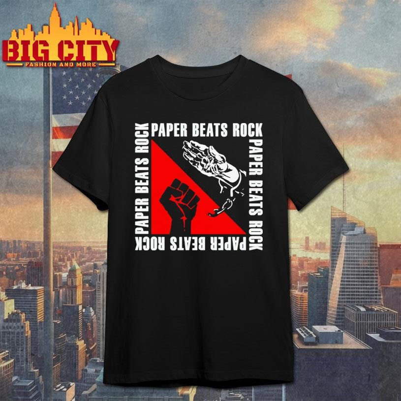 Paper Beats Rock Red And White Shirt Unisex T-shirt, Sweatshirt, Hoodie, Long Sleeve Tee - T-Shirt, Sweatshirt, Hoodie