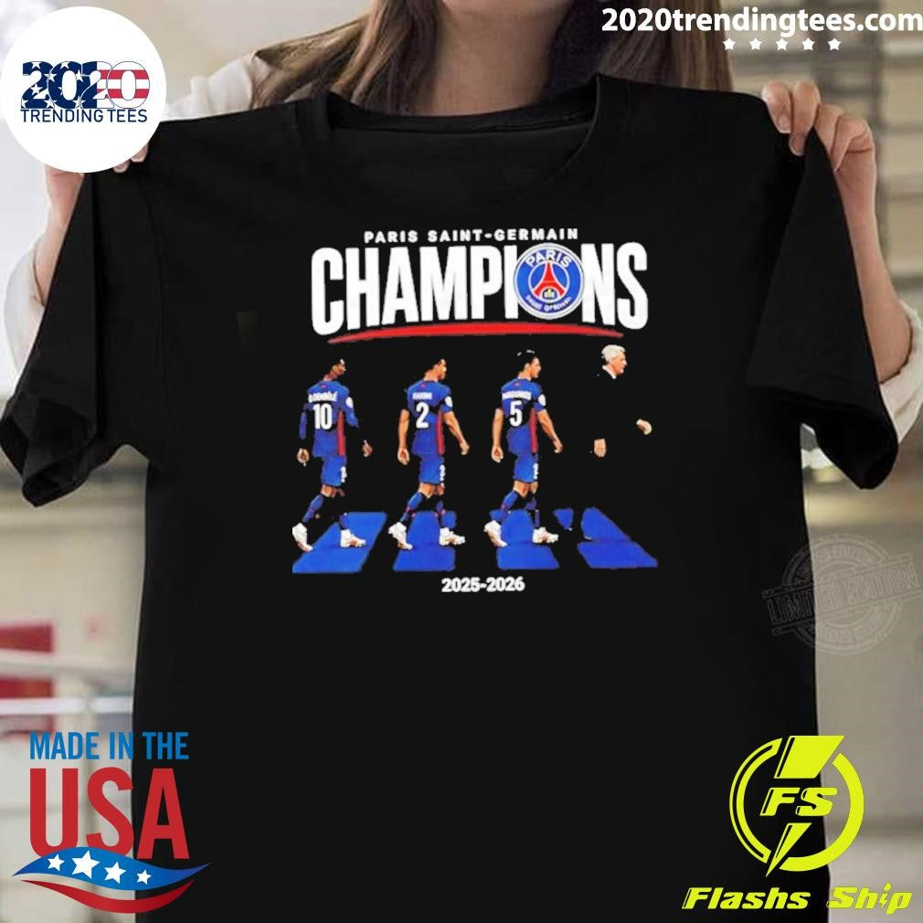 Paris Saint-germain 2025-2026 Champions League Winners Abbey Road Shirt Unisex T-shirt, Sweatshirt, Hoodie, Long Sleeve Tee - T-Shirt, Sweatshirt, Hoodie