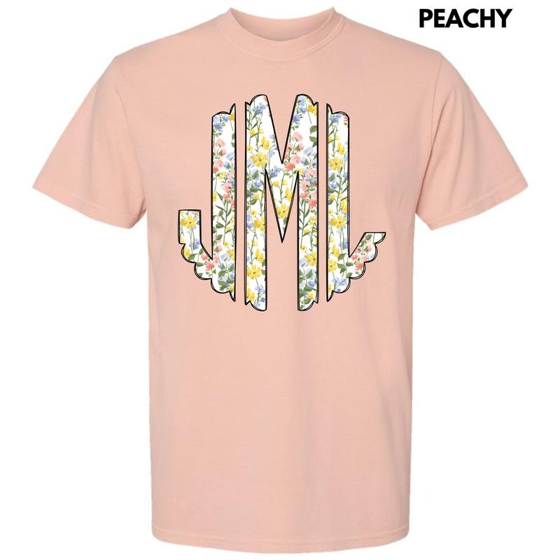 Pastel Blooms Monogram Comfort Colors 'NLB' T-Shirts, Hoodie, Sweatshirt - T-Shirt, Sweatshirt, Hoodie
