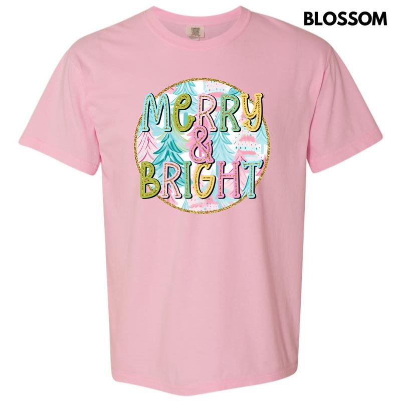 Pastel Merry & Bright Trees Comfort Colors 'NLB' T-Shirts, Hoodie, Sweatshirt - T-Shirt, Sweatshirt, Hoodie