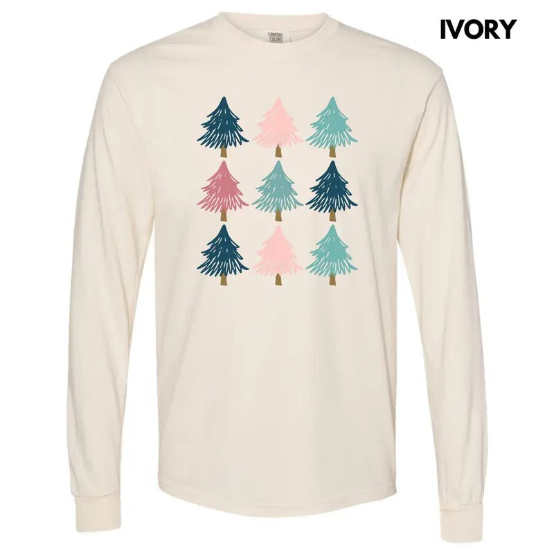 Pastel Tree Collage Long Sleeve Comfort Colors T-Shirts, Hoodie, Sweatshirt - T-Shirt, Sweatshirt, Hoodie