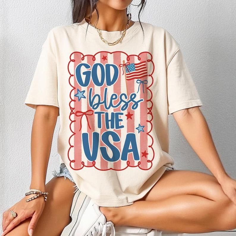 Patriotic Coquette TshT God Bless USA Red White Blue Shirt Coquette Shirt Preppy Patriotic T-Shirts, Hoodie, Sweatshirt - T-Shirt, Sweatshirt, Hoodie