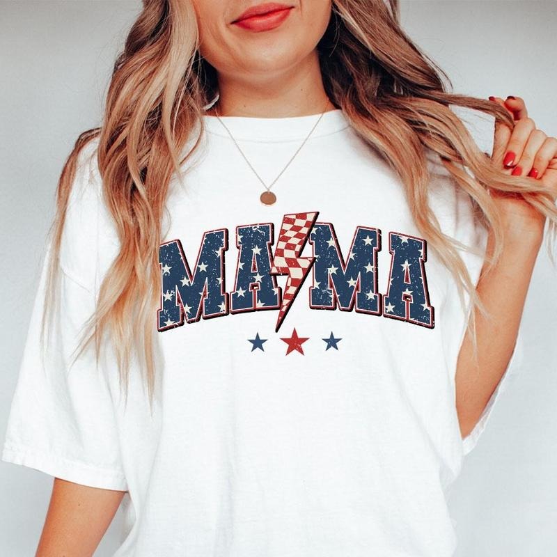 Patriotic Mama Shirt 4th July USA Flag Mama Independence Day Retro American Pride Shirt July 4th Comfortable Casual Top Red White Blue Mom Shirt Fourth July Celebration T-Shirts, Hoodie, Sweatshirt - T-Shirt, Sweatshirt, Hoodie