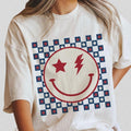 Patriotic Smiley Face Shirt 4th July USA Flag Star Lightning Bolt Independence Day Celebration Retro American Pride Shirt Casual Comfortable Summer Top Fourth July T-Shirts, Hoodie, Sweatshirt - T-Shirt, Sweatshirt, Hoodie