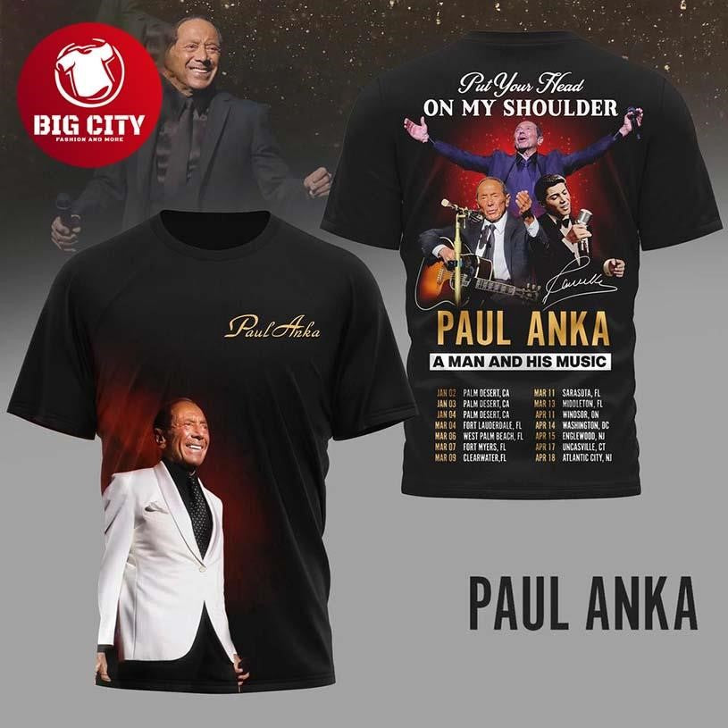 Paul Anka UK 2026 Tour For Fans Two Sided Shirt Unisex T-shirt, Sweatshirt, Hoodie, Long Sleeve Tee - T-Shirt, Sweatshirt, Hoodie