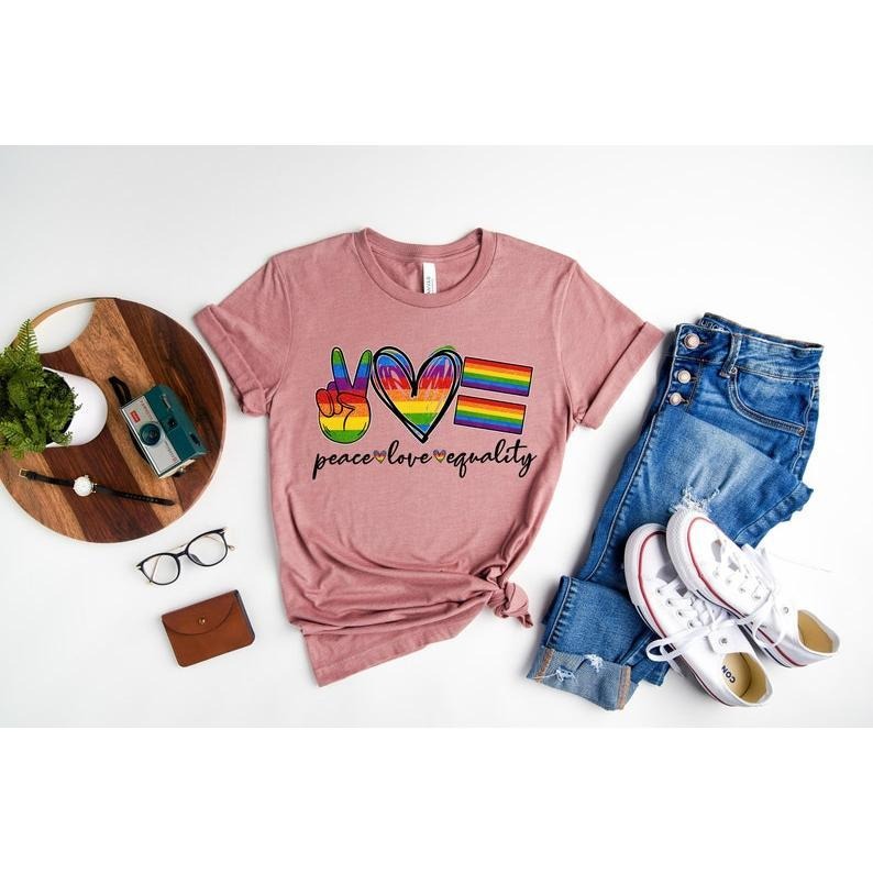 Peace Love Equality Shirt Rainbow Flag Shirt Gay Pride Shirt Pride Month Shirt Gay Rights Shirt Gay Rainbow Shirt Pride T-Shirts, Hoodie, Sweatshirt - T-Shirt, Sweatshirt, Hoodie