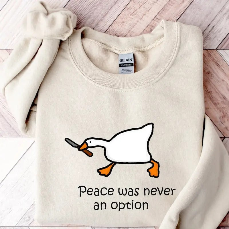 Peace Was Never Option Murder Duck Funny Duck Funny Goose Cotton Menswear Polyester Tops T-Shirts, Hoodie, Sweatshirt - T-Shirt, Sweatshirt, Hoodie