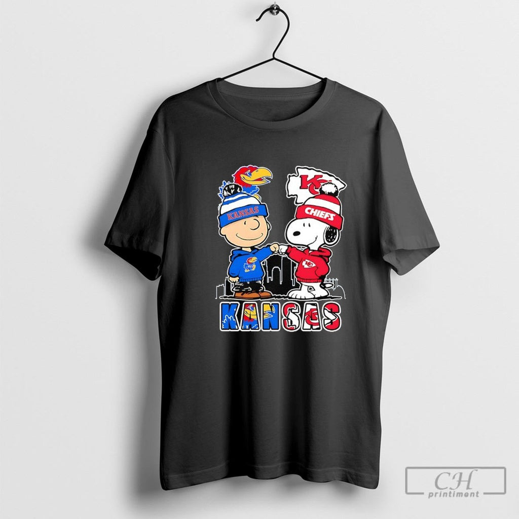 Peanuts Kansas City Jayhawk And Kansas City Chiefs Cartoon Shirt Sweater Unisex T-shirt, Sweatshirt, Hoodie, Long Sleeve Tee - T-Shirt, Sweatshirt, Hoodie