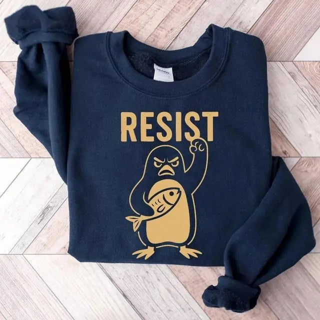 Penguins Resist Shirt Penguins Against Tariffs Shirt Funny Resist Shirt Social Justice Shirt Liberal Shirt T-Shirts, Hoodie, Sweatshirt - T-Shirt, Sweatshirt, Hoodie
