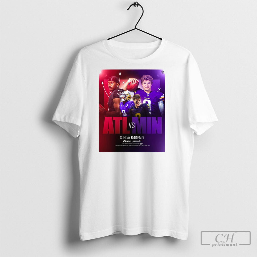 Penix Atlanta Falcons Vs Mccarthy Minnesota Vikings Round 2 2025 Poster Unisex T-shirt, Sweatshirt, Hoodie, Long Sleeve Tee - T-Shirt, Sweatshirt, Hoodie