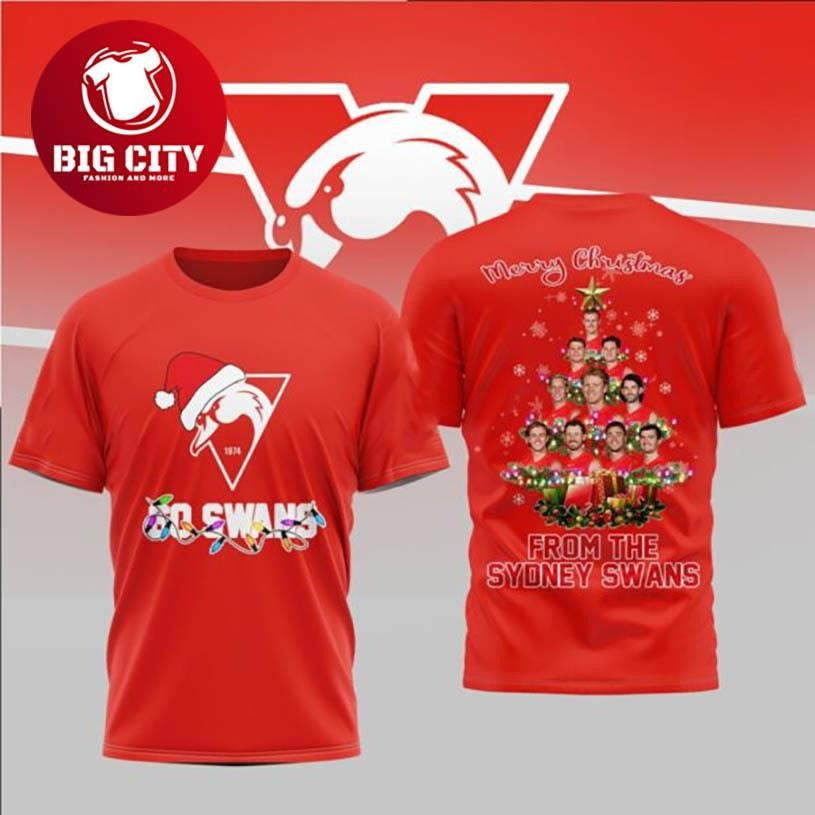 Personalised Sydney Swans Football Christmas Family Matching Two Sided Shirt Unisex T-shirt, Sweatshirt, Hoodie, Long Sleeve Tee - T-Shirt, Sweatshirt, Hoodie