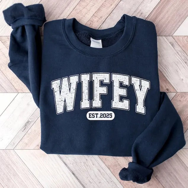 Personalize Wifey Est Engagement Shirt Bridal Shower Bride Personalized Bridal New Wife T-Shirts, Hoodie, Sweatshirt - T-Shirt, Sweatshirt, Hoodie