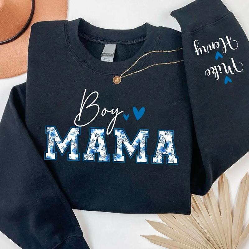 Personalized Boy Mama Custom Name Mom New Mama Shirt Baby Announcement Mom T-Shirts, Hoodie, Sweatshirt - T-Shirt, Sweatshirt, Hoodie