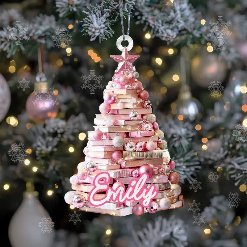 Personalized Book Tree Name Ornament Custom Book Ornament Book Lover Bookworm Baby Girl Keepsake Librarian T-Shirts, Hoodie, Sweatshirt - T-Shirt, Sweatshirt, Hoodie