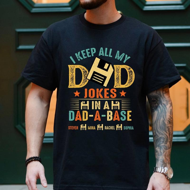 Personalized Dad Jokes Shirt Dad Shirts I Keep All My Dad Jokes Dad Base Vintage Father Dad Dad Shirt Papa Shirts T-Shirts, Hoodie, Sweatshirt - T-Shirt, Sweatshirt, Hoodie