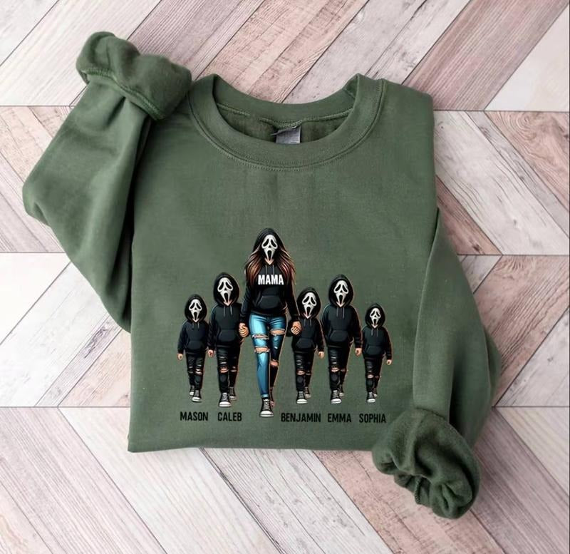 Personalized Halloween Mama Custom Names Shirt Spooky Mom Matching Family Halloween Mom Spooky Mama Shirt T-Shirts, Hoodie, Sweatshirt - T-Shirt, Sweatshirt, Hoodie